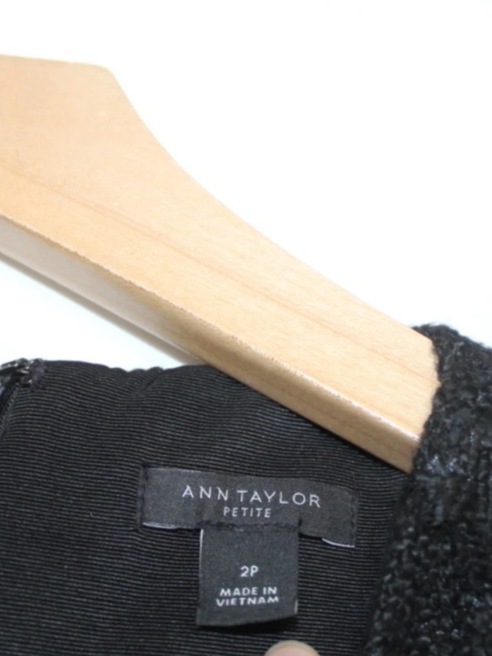 Ann Taylor black tweed frayed trim flared sleeve shift mini dress - Picture 7 of 13